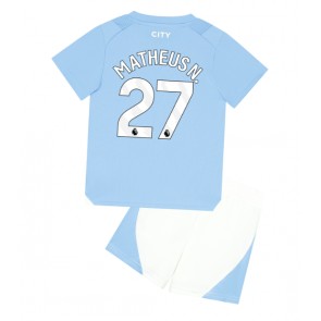 Lacne Dětský Futbalové dres Manchester City Matheus Nunes #27 2023-24 Krátky Rukáv - Domáci (+ trenírky)